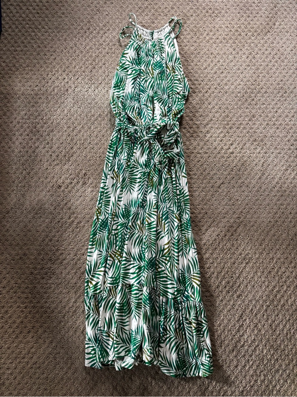 LOFT Women’s Maxi High Neck Dress Leaf Print